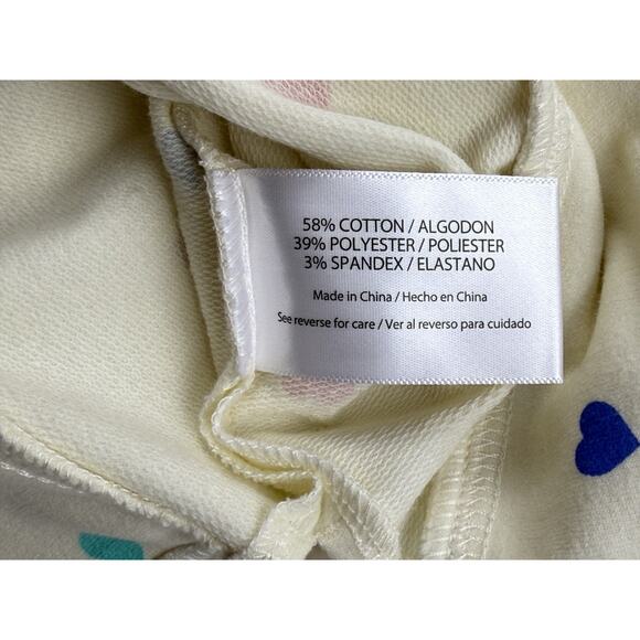 WildFox Hearts Print Short Lounge Set Women Small Longsleeve Sweatshirt Oatmeal - Picture 15 of 16